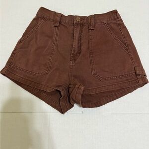 Women’s Brown High-Rise Cotton Shorts